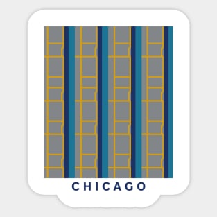 Abstract Geometric Chicago Flag and Cityscape Sticker